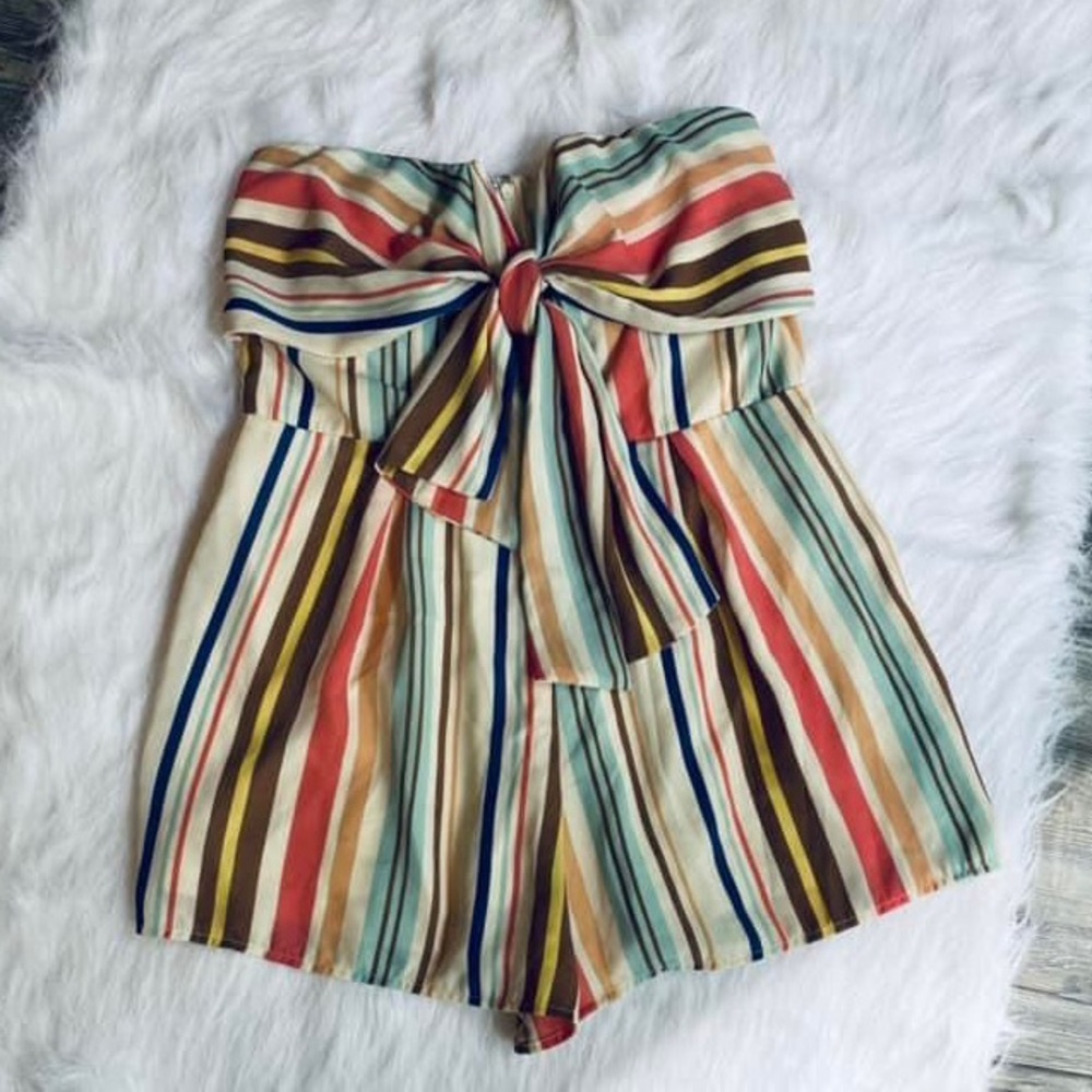 L Love stripe romper size large